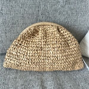 NWT MANGO Raffia Natural Fiber Clutch
